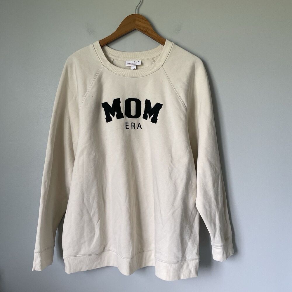 Ingrid + Isabel 'Mom Era' Maternity Pregnancy Crewneck Sweatshirt Cream Size XXL